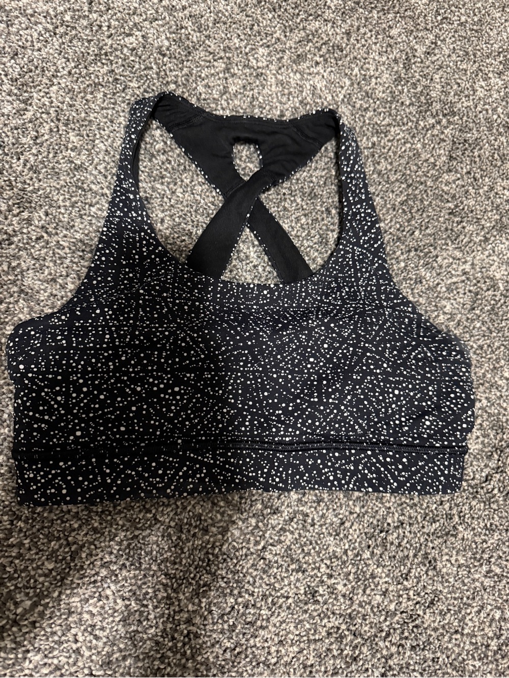 lululemon athletica Black and White Speckle Cross-Back Sports Bra
